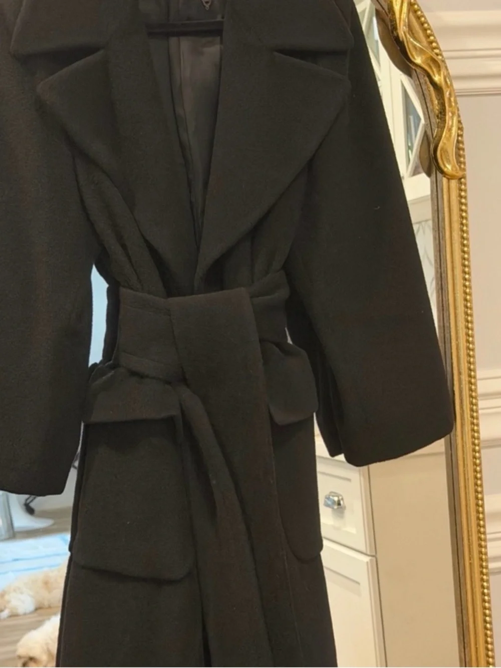 Gucci Vintage Black Belted Wrap Coat Wool Minimalist Luxury Like New - Picture 1 of 6